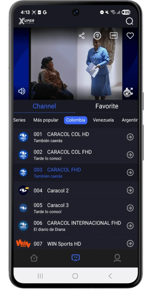 Xuper TV APK: canales de Colombia en vivo en HD