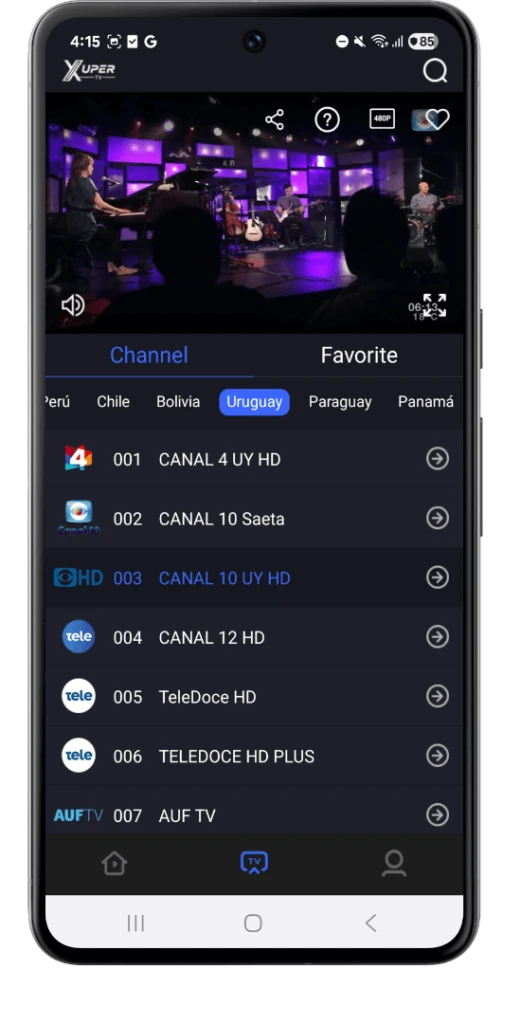 Xuper TV APK: canales de Uruguay en vivo